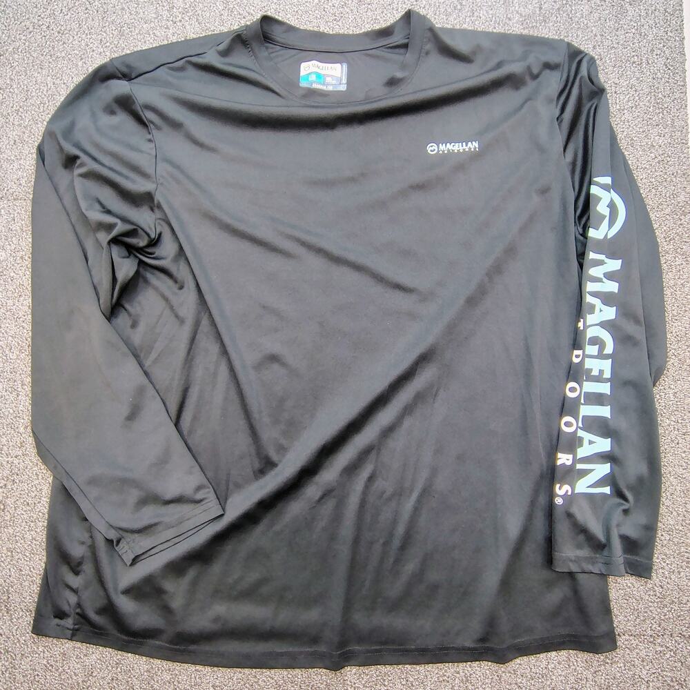 Magellan T-Shirt Mens 3XL Black Long Sleeve Classic Fit Graphic Logo On Sleeve